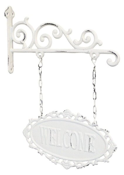 Krémová nástěnná závěsná cedule Welcome – 30*4*38cm - Chic Antique