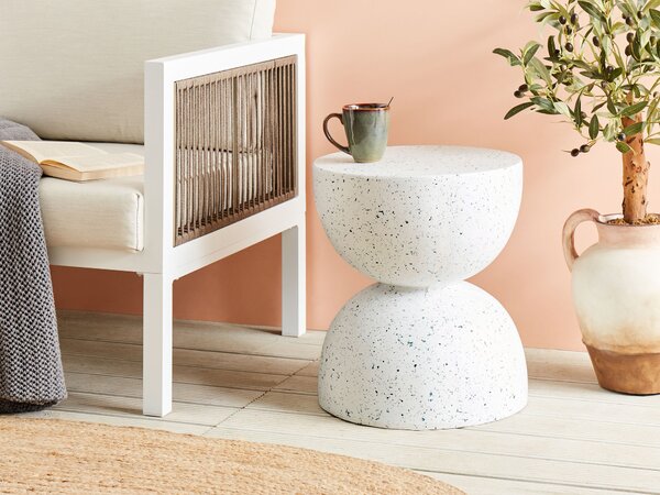 Odkládací stolek CAORIA 40 cm 40 cm Terrazzo efekt Bílé terrazzo