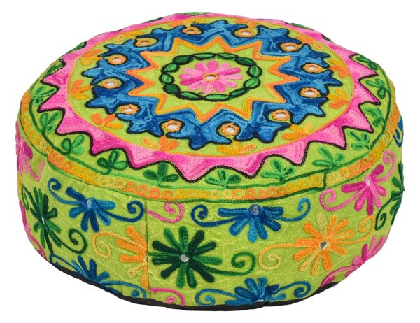 Meditační polštář, ručně vyšívaný Kashmir Floral Design, kulatý 40x12cm (YD)