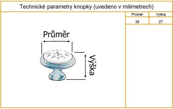 Giusti Nábytková knopka Clock černá/porcelán