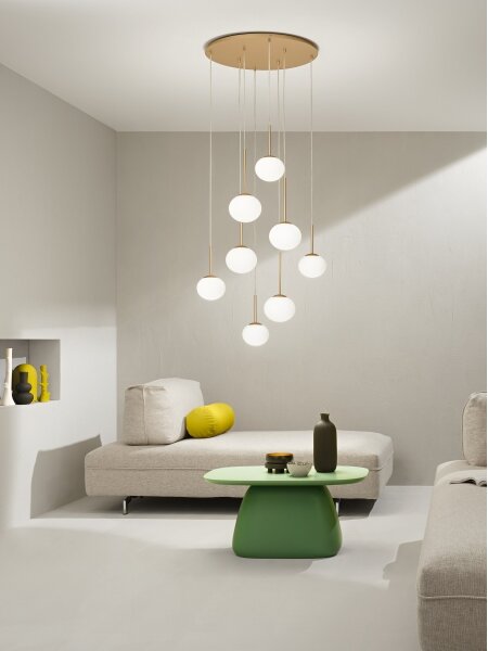Ondaluce - Lustr na lanku JEWEL 8xE14/10W/230V pr. 70 cm zlatá/bílá