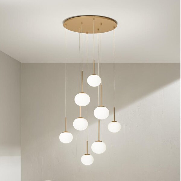 Ondaluce - Lustr na lanku JEWEL 8xE14/10W/230V pr. 70 cm zlatá/bílá