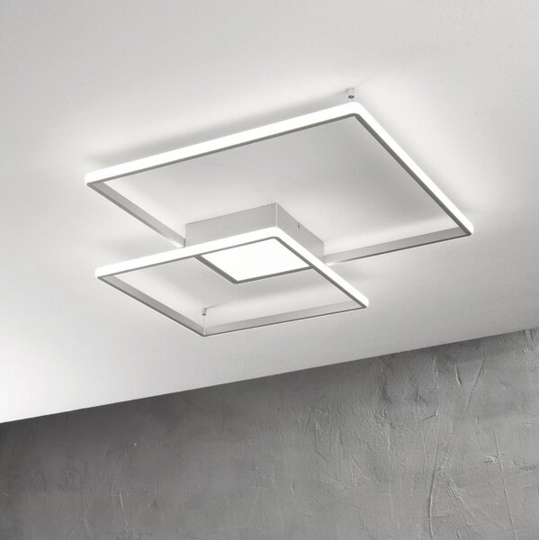 Ondaluce - LED Stmívatelné stropní svítidlo DOWEL LED/46W/230V 55x55 cm stříbrná