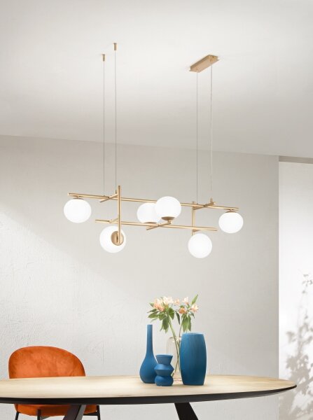 Ondaluce - Lustr na lanku JEWEL 6xE14/10W/230V zlatá/bílá