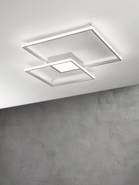 Ondaluce - LED Stmívatelné stropní svítidlo DOWEL LED/46W/230V 55x55 cm stříbrná
