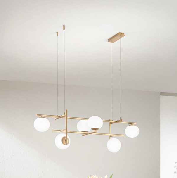 Ondaluce - Lustr na lanku JEWEL 6xE14/10W/230V zlatá/bílá
