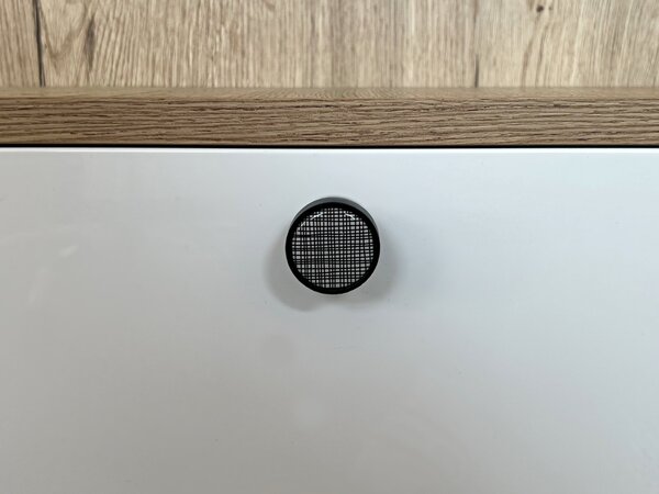 In-Design Nábytková knopka Bianco černá, motiv mřížka V17