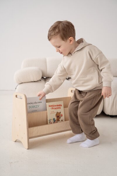 Vingo Přenosná montessori knihovna, přírodní - 52 x 24 cm