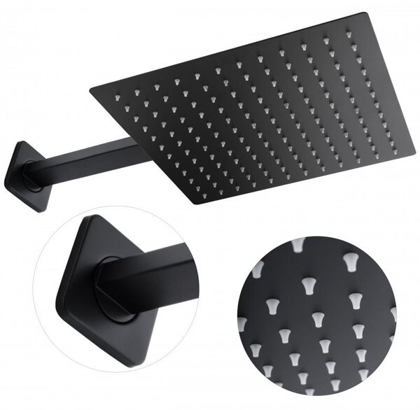 Erga Dual, podomítková sprchová souprava s dešťovou hlavicí 30x30 cm, i-BOX instalační systém, černá matná, ERG-YKA-BP.DUAL30-BLK