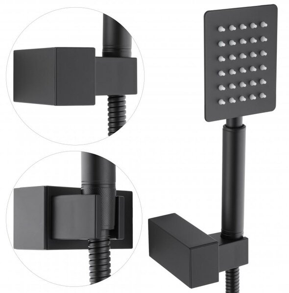 Erga Dual, podomítková sprchová souprava s dešťovou hlavicí 30x30 cm, i-BOX instalační systém, černá matná, ERG-YKA-BP.DUAL30-BLK