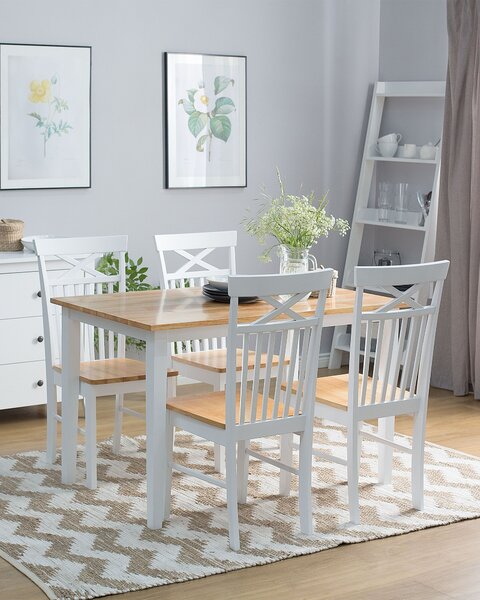 Sada 2 jídelních židlí HOUSTON Dřevo Bílá