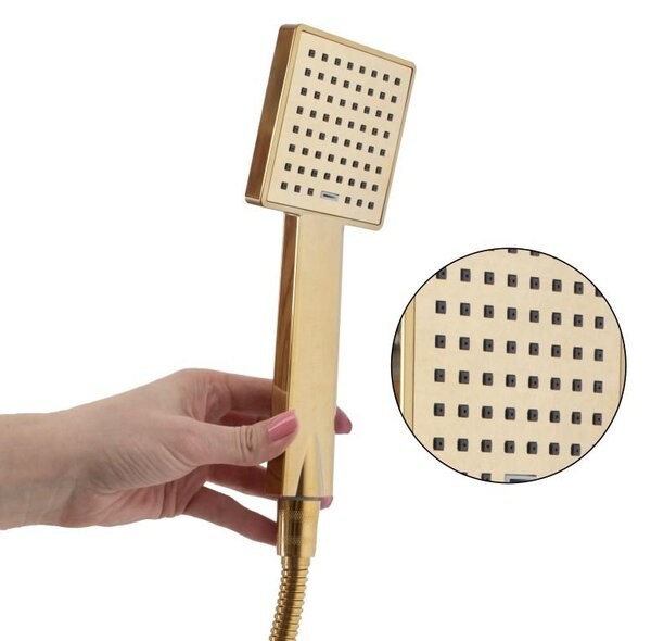 Erga Goba, sprchová souprava s termostatickou baterií a dešťovou hlavicí 25x25 cm, zlatá lesklá, ERG-YKA-BP.GOBA-THERM-25-GLD