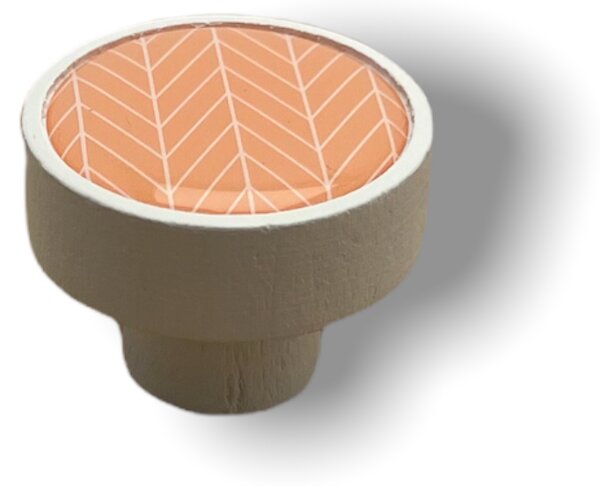 In-Design Nábytková knopka Nero bílá, motiv jedle/oranž V20