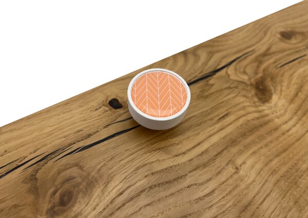 In-Design Nábytková knopka Nero bílá, motiv jedle/oranž V20