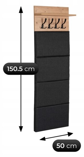 Věšákový panel Purno (dub artisan + grafit). Akce -21%