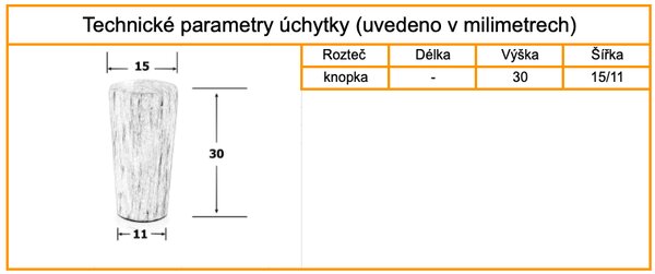 In-Design Nábytková knopka/věšák Fonta mini dub lakovaný