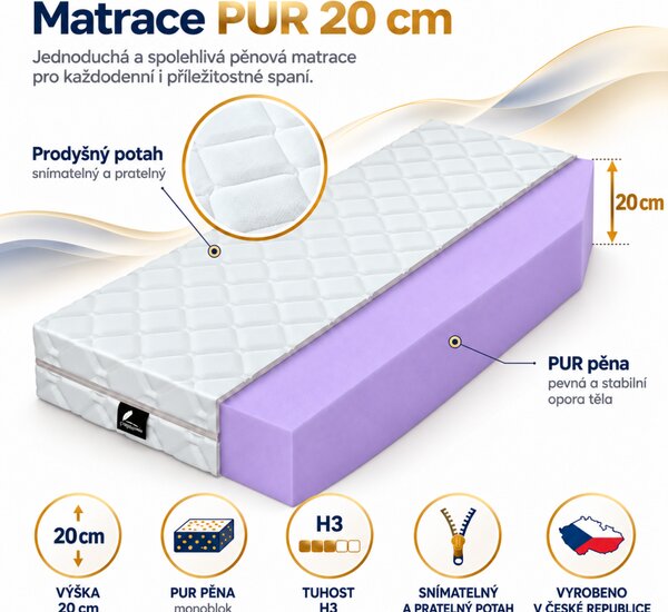 ProPOSTELE Matrace PUR 20 cm 80 x 190 cm Sense