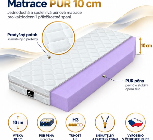 ProPOSTELE Matrace Pur 10 cm 80 x 195 cm