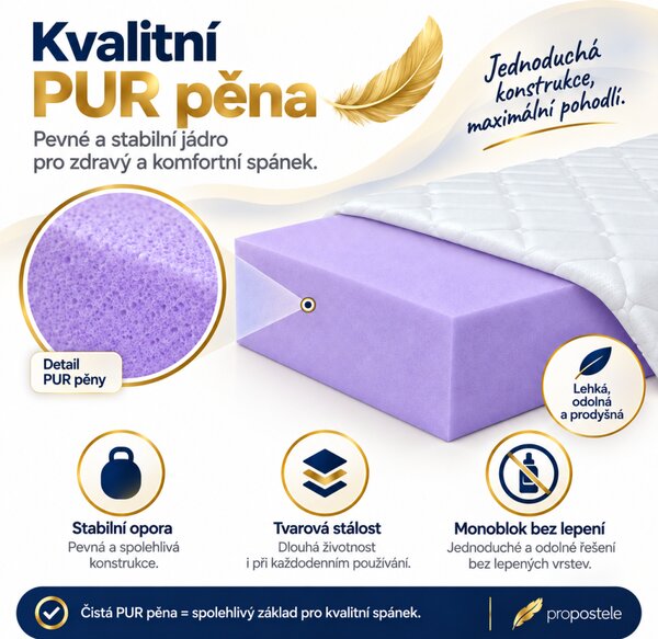 ProPOSTELE Matrace Pur 10 cm 80 x 195 cm