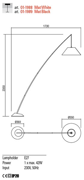 Redo Stojací lampa Fisher Barva: Bílá