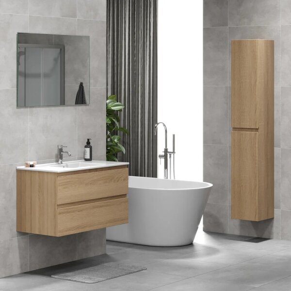 Koupelnová skříňka s umyvadlem KENWOOD 91 cm dub