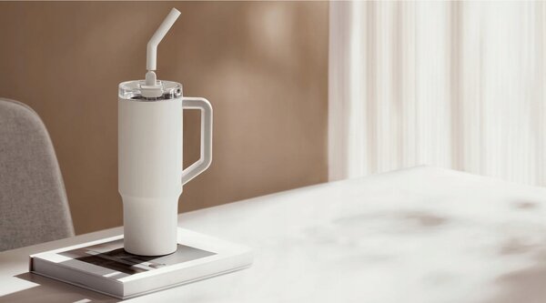 Termohrnek Xiaomi Straw Mug 1 litr - bílý
