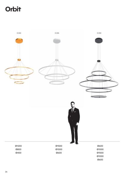Redo Závěsné LED svítidlo ORBIT ø120/ø80/ø40 cm, 3000K, 3 kruhy Barva: Bílá, Stmívání, řízení: TRIAC
