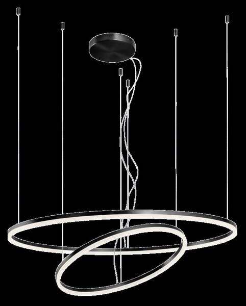 Redo Závěsné LED svítidlo ORBIT ø100/ø60 cm, 3000K, 2 kruhy Barva: Černá, Stmívání, řízení: TRIAC