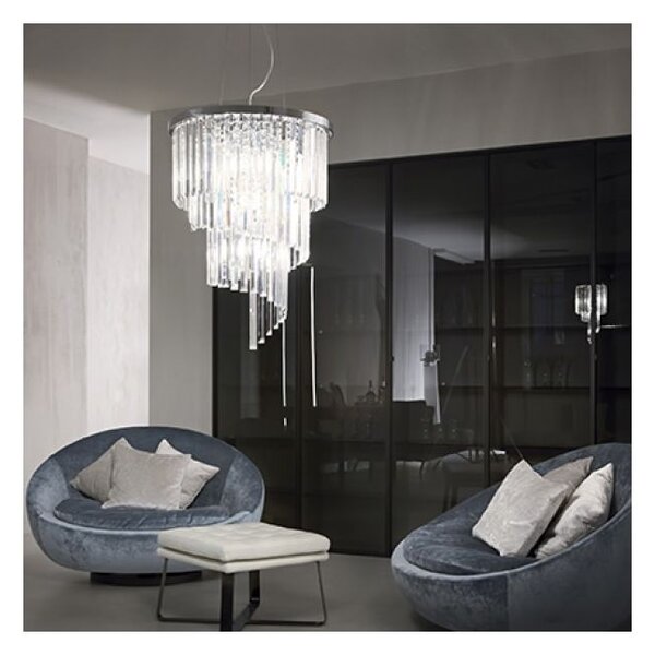 Ideal Lux Závěsné svítidlo CARLTON SP12, ø 50 cm Barva: Chrom