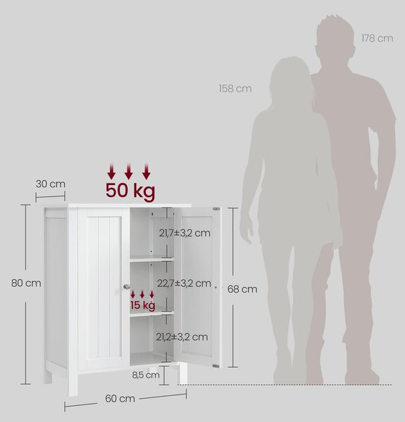 BOČNÍ SKŘÍŇ, bílá, bílá, 60/80/30 cm MID.YOU - Koupelnové série, Online Only