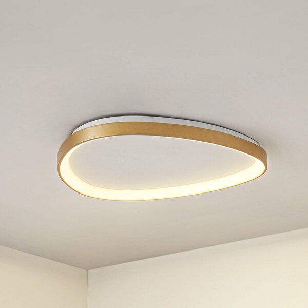 Lucande LED stropní svítidlo Asken, 61 cm, zlaté, stmívatelné, stmívatelný, Mosaz / zlato, Obývací pokoj / jídelna, Hliník, Moderní