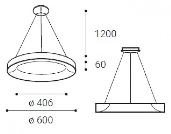 Led2 Závěsné LED svítidlo BELLA P-Z ø 60 cm, černá Stmívání, řízení: 3000K/4000K TRIAC (lze použít i bez stmívání)