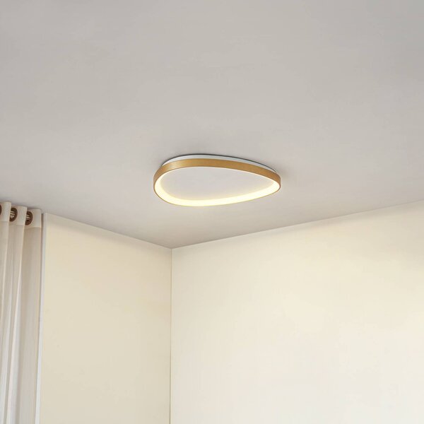 Lucande LED stropní svítidlo Asken, 61 cm, zlaté, stmívatelné, stmívatelný, Mosaz / zlato, Obývací pokoj / jídelna, Hliník, Moderní