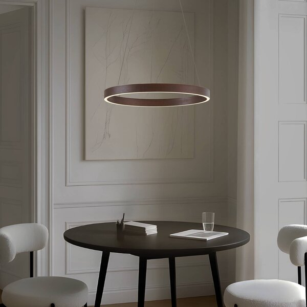 Lucande LED závěsné světlo Yonam, Ø 60 cm, 1 žárovka, hnědá,, stmívatelný, Hnědá / rez, Obývací pokoj / jídelna, kov, Moderní