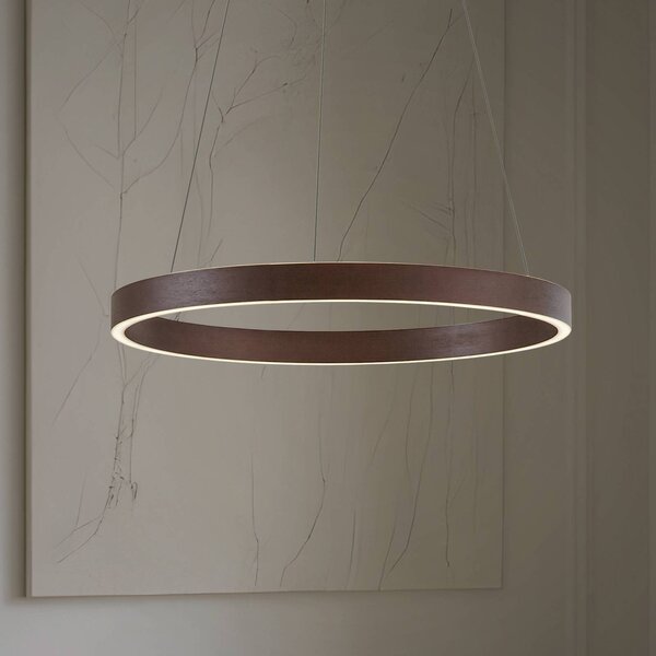 Lucande LED závěsné světlo Yonam, Ø 60 cm, 1 žárovka, hnědá,, stmívatelný, Hnědá / rez, Obývací pokoj / jídelna, kov, Moderní