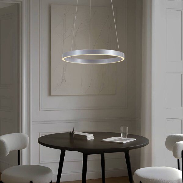 Lucande LED závěsné světlo Yonam, Ø 60 cm, 1 svítidlo, hliník,, stmívatelný, Hliník / šedá / zinek, Obývací pokoj / jídelna, kov, Moderní