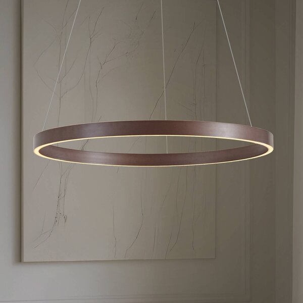 Lucande LED závěsné světlo Yonam, Ø 80 cm, 1 žárovka, hnědé,, stmívatelný, Hnědá / rez, Obývací pokoj / jídelna, kov, Moderní