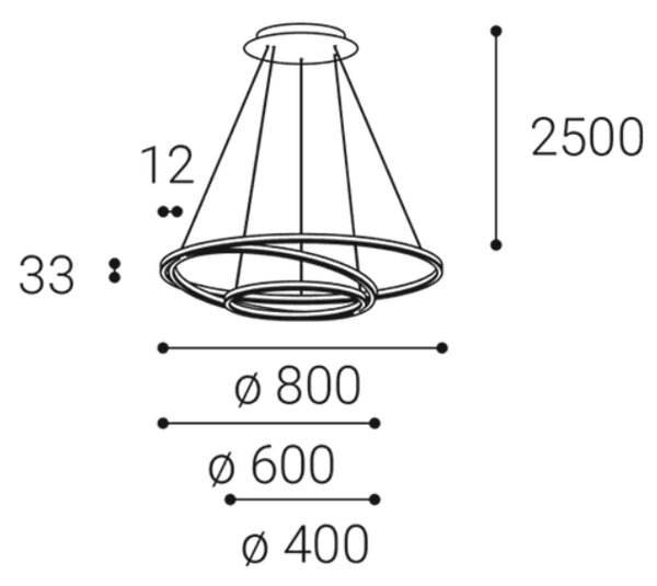 Led2 Závěsné LED svítidlo CIRCLE 3 P-Z ø 80 cm Barva: Černá, Stmívání, řízení: TRIAC