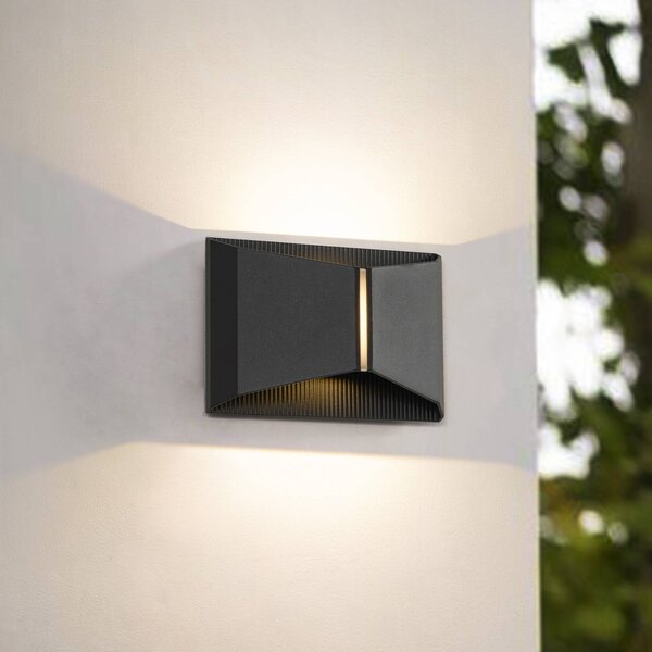 Lindby LED venkovní nástěnné svítidlo Anlira, černé, nahoru a dolů, IP65, Černá, kov, Moderní
