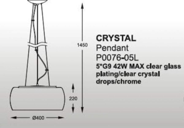 Zuma Line Závěsné svítidlo CRYSTAL ø 40 cm , v. 145 cm