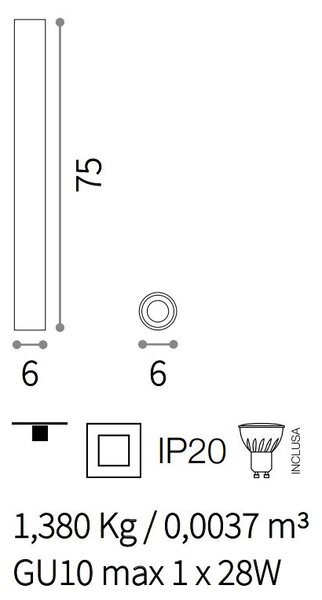 Ideal Lux Stropní svítidlo LOOK PL1 H75 ø 6 cm, v. 75 cm Barva: Černá