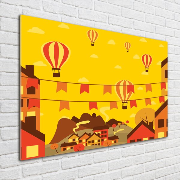 Foto obraz sklo tvrzené Balony nad městem osh-54646411