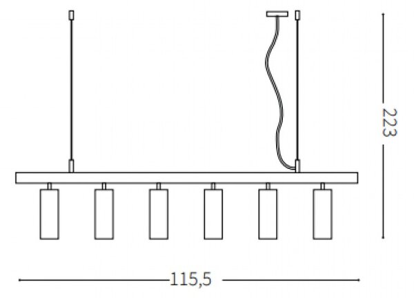 Ideal Lux Závěsné svítidlo DYNAMITE Round SP6, d. 115,5 cm, 6x28W Barva: Černá