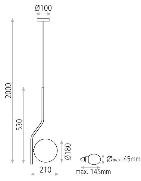 ACB Iluminacion Závěsné svítidlo MAUI 1 ø 21 cm Barva: Černá