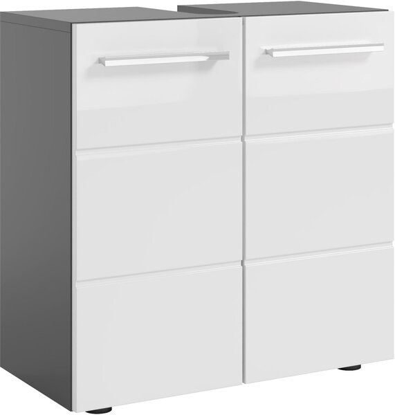 SKŘÍŇKA POD UMYVADLO, vysoce lesklá bílá, antracitová, 60/62/31 cm Xora - Koupelnové série, Online Only