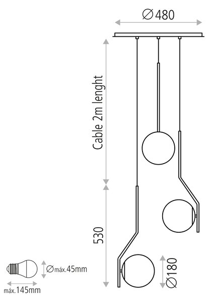 ACB Iluminacion Závěsné svítidlo MAUI 3 ø 48 cm Barva: Černá