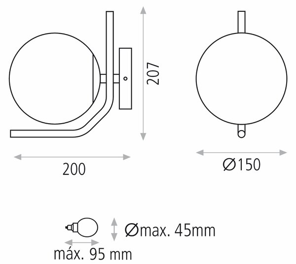 ACB Iluminacion Nástěnné svítidlo MAUI ø 15 cm, IP44 Barva: Černá