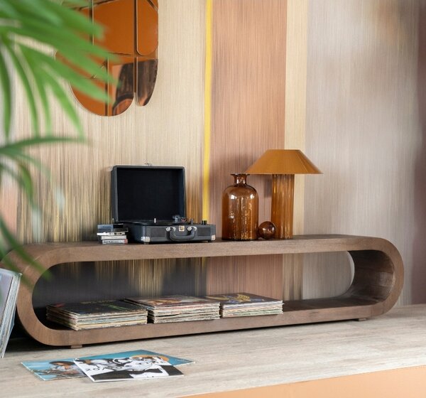 -25 % Dny MOMENTI– By-Boo Hnědý dřevěný TV stolek Elora 200 x 30 cm