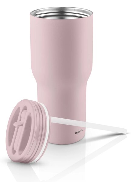 Eva Trio Sip'n'Go termohrnek s brčkem 0,6 l Funky Ballerina, růžový nerezový tumbler na studené nápoje do auta