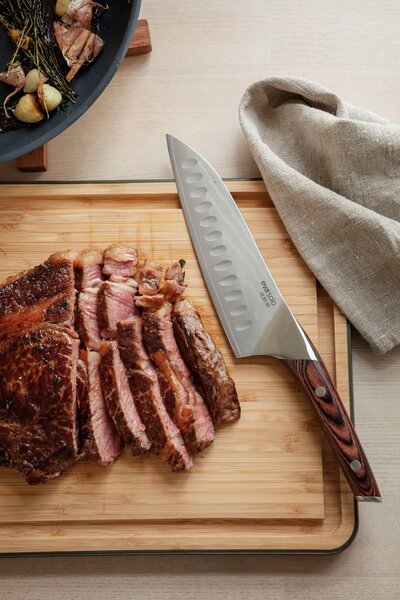 Eva Trio Nordic Kitchen Santoku nůž 18 cm, 67vrstvá damašková ocel, HRC 60, japonský kuchyňský nůž na maso a zeleninu